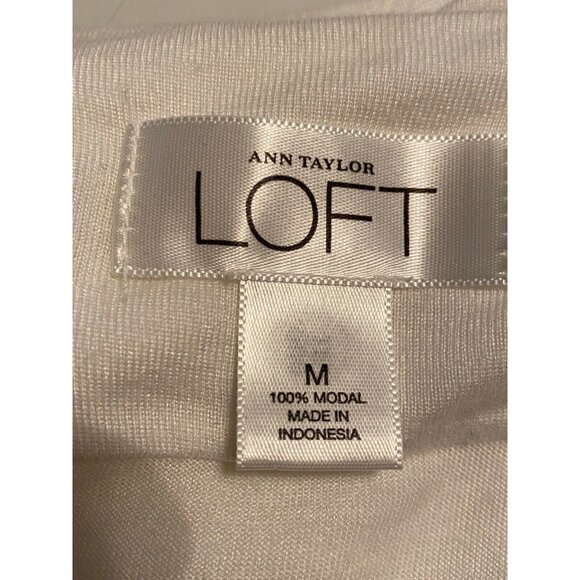 Ann Taylor Loft White Modal Sleeveless Pleated Tank Top M - Picture 3 of 4